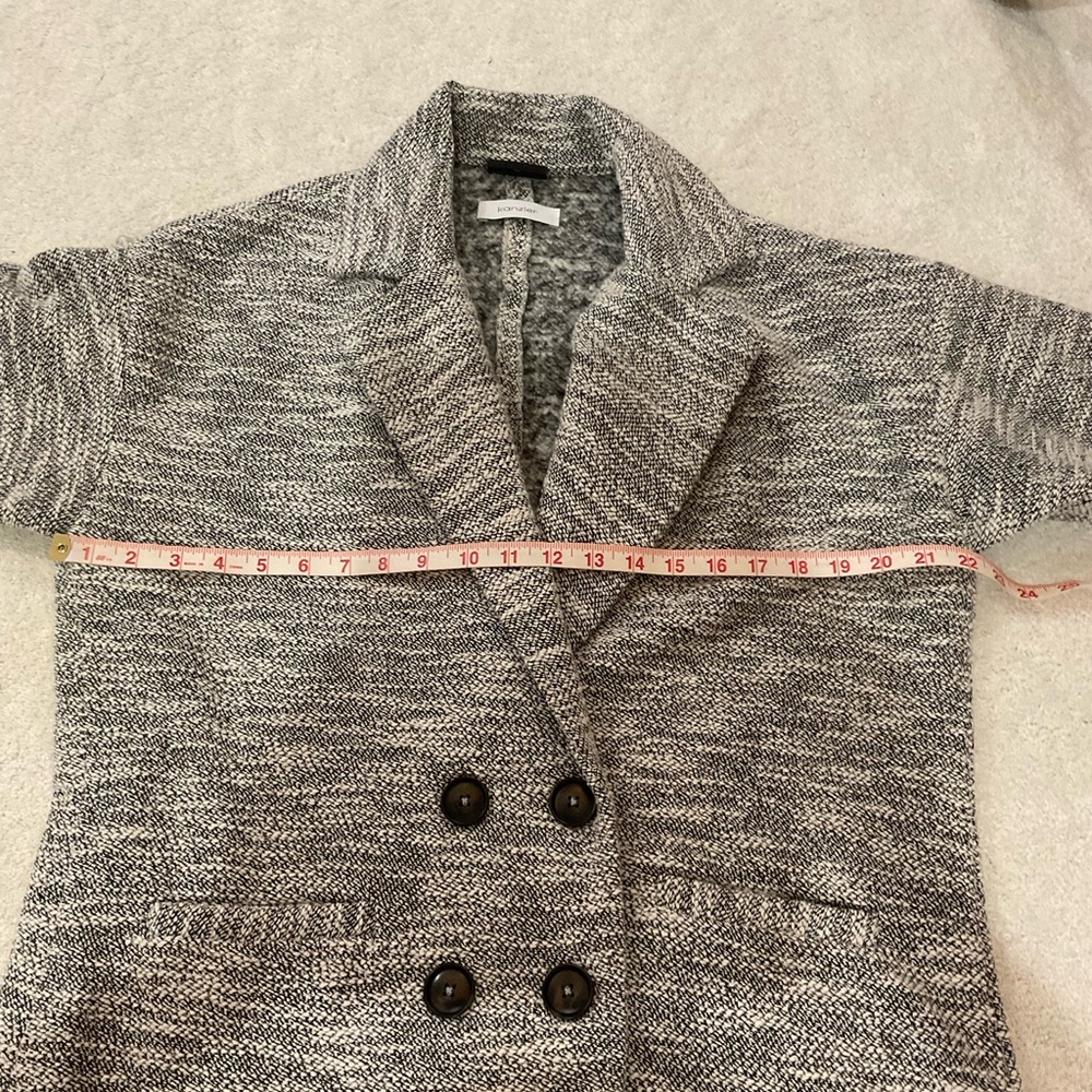 Women's Black and White Textured Long Blazer/Jacket - Picture 6 of 7